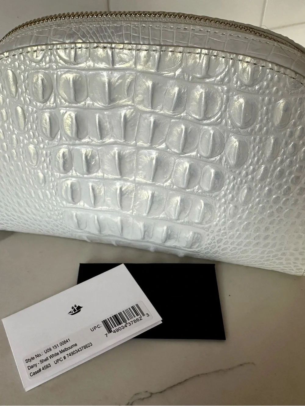 Brahmin  Dany White Shell Embossed Cosmetic Pouch Melbourne